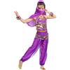 Generico Bambina Costume da Ballo Latino Americano Vestiti Danza Orientale Ragazze Danza del Ventre Vestiti Bambin Gonna Frange Ragazze Costume Jasmine per Bambina 5 Pezzi