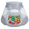 Selonis Tenda 105X90cm/300 Palline Castello Con Palline Colorate Per Bambini, Grigio:Giallo/Verde/Blu/Rosso/Arancione