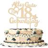 SYKYCTCY 1 decorazione per torte in legno 18th con scritta in lingua tedesca Alles Gute zum Geburtstag 18 anni, decorazione per torte in legno, decorazione per torte di 18° anni, per 18° ragazzi, ragazze