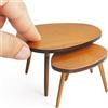 Odoria Casa delle Bambole Tavolino Centrali: 1/12 Scala Miniatura Tavolo Ovale per Salotto Soggiorno Moderno - Mini Mobile Legno Marrone 2 Pezzi