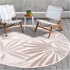 payé Tappeto per interni ed esterni, colore beige, crema, 160 x 160 cm, rotondo, motivo floreale, resistente alle intemperie, per balcone, terrazza, per interni, soggiorno, cucina