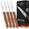 Schwertkrone - Set di 4 coltelli Solingen con manico in legno di faggio dritta | spelucchino coltelli ortaggi coltello da cucina affilato | pelatura coltello multiuso in acciaio | 4 pezzi
