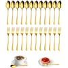 YZROHYI 24 Pezzi Posate Acciaio Inox Forchette e Cucchiaio Oro,Cucchiai Dessert,Torta Forchette da Tavola,Cucchiaini da Caffè Piccoli,Forchetta da Dessert,Cucchiaino da Tè,Coffee Spoon per Casa
