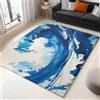 Generic Low Pile Tappeto lavabile in lavatrice Antiscivolo Onde blu astratte per sala da pranzo Home Camera da letto Camera da letto Decor 80 x 150 cm blu
