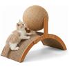 XKrmp Cat Scratching Ball on Stand, Mess-Free Dual-Action Sisal Scratcher with 360° Rotating Ball, Solid Wood Arch Bridge & Play Tunnel for Indoor Cats, Furniture Protector (S:13.8 x 5.9 x 10.2)