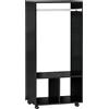 HOMCOM Mobile Appendiabiti con 2 Ripiani Aperti e Barra in Alluminio, in Truciolato, 60x40x128 cm, Nero | Aosom Italy