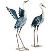 Outsunny Set da 2 statue da giardino esterno scultura di airone in acciaio per stagno, patio, terrazza, prato, 74/70cm multicolore | Aosom Italy