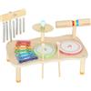 AIYAPLAY Strumenti Musicali per Bambini in Legno con Tamburo e Xilofono Doppia, 40x24x29 cm, Legno naturale | Aosom Italy