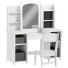 AIYAPLAY Toeletta per Bambini con Sgabello e Specchio LED, Tavolo trucco per 3-8 anni, 104x40x112 cm, Bianco | Aosom Italy