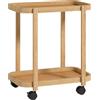 HOMCOM Carrello da Cucina a 2 Livelli in Bambù con Ruote, 54x36.5x60 cm, Legno Naturale | Aosom Italy
