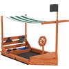 Outsunny Sabbiera con Tetto Parasole a Forma di Nave Pirata in Legno Massiccio, 180x103x144,5 cm, Verde | Aosom Italy