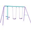 Outsunny Altalena da Giardino con 2 Altalene e Dondolo, Altezza Regolabile in Metallo, 280x140x176 cm, Viola e Blu | Aosom Italy
