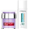 L'Oréal Paris Routine Crema-Gel Rimpolpante Revitalift Filler con Acido Ialuronico, Pelle Idratata a Lungo + Fluido UV Anti-Macchie Bright Reveal, Incarnato Luminoso, Con Niacinamide e SPF50, Medium