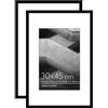 Americanflat Cornice 30x45 cm Nera - Set di 2 Cornici Foto 20x30 cm con Passepartout o 45x30 cm Senza Passepartout - Portafoto con Bordo Sottile in PVC e Pannello Protettivo in Plastica