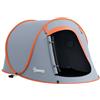 Outsunny Tenda da Campeggio 2-3 Posti, Tenda Pop Up con Accessori e Borsa di Trasporto, Impermeabile 2000mm, 245x148x105 cm, Grigio