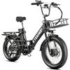 DESHENG D20PRO folding e-bike for adults features a dual-motor system, two removable 36V42.4 Ah batteries, wide 20" x 3.0" tires, and hydraulic brakes (black)