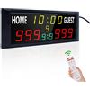 YZ Tabellone segnapunti elettronico Grande da 40,6 cm con Telecomando, Luminoso tabellone segnapunti a LED per Giochi all'aperto, tabellone segnapunti Digitale con Timer, segnapunti Portatile per