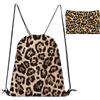 KASESSS Set di Sacca Sportiva a Coulisse con Stampa Leopardata, Leggera Zaino Palestra e Leopardata Pochette, Borsa Palestra con Coulisse in Tessuto Oxford per Lo Sport, Scuola,Viaggi, Spiaggia