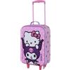 CARTOON Valigia Trolley Bambina Hello Kitty e Kuromi 52x33x17 cm Bagaglio a Mano Semirigido Leggero con Ruote Manico Allungabile Interno con Cinghie Grafica Hello Kitty Kuromi