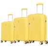 CELIMS - Set di Valigie 3 Pezzi in Polipropilene Rigido | Cabina 55 cm + Media 65 cm + Grande 75 cm | Trolley Resistenti e Leggeri | Lucchetto TSA | 8 Ruote Girevoli 360 | Polipropilene | Giallo