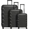 Smartbox set 3 valigie rigide estendibili | trolley leggeri con 4 doppie ruote & serratura TSA | polipropilene durevole - Edition 01