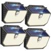 nipify nifipy Luce Solare LED Esterno, Faretto LED da Esterno Solare, 138 LED Lampada Solare da Esterno con Sensore di Movimento, 3 Modos IP65 Impermeabile Luci Solari da Giardino, per Parete Garage 4 Pezzi