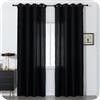GIRASOLE HOME® Coppia Tende Semi Oscuranti Tinta Unita Tenda per Soggiorno e Camera 2 Pannelli con Occhielli (Nero, 140x275cm)
