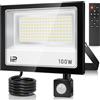 VRFMALIY Faretto LED da 100 W, con sensore di movimento, per esterni, 10000 lm, 7000 K, super luminoso, IP67, impermeabile, con telecomando, luce bianca fredda per giardino, garage, campo sportivo, cortile