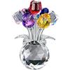 WFKKMEQ Rosa Colorata in Cristallo, Bouquet di Rose Fiori di Cristallo Statuetta di Rosa Colorata Ornamento Floreale in Vetro Statuetta da Collezione con Vaso per Decorazione da Casa, Matrimonio, Festa