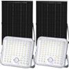 Aigostar-Faro led esterno con grande pannello solare，8000mAH，Batteria di Grande Capacità，Due modalità: sensore di movimento e sensore crepuscolare.Faretto solare con telecomando，6500K，IP66，2 Pezzi