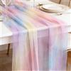 SLIAXINT Chemins de Table Gaze, Tulle Arcobaleno Chemin de Table Dégradé Arc-en-Ciel | Deco Bapteme, Coloré Decoration Table, pour Mariage Anniversaire, Communion Vacances Fête, 75 X 275cm