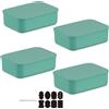 CNKHDZ Set di 4 contenitori con coperchio, contenitori impilabili con coperchio, contenitori in plastica, contenitori per scaffali, cucina, bagno (Verde, 25.5 * 18 * 7.7cm)