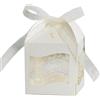 GIVBRO Bomboniere di nozze, scatole regalo stile musicale, scatola per biscotti con nastri, per feste di compleanno, beige, 50 pezzi