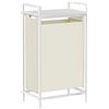 VASAGLE Cesto Portabiancheria, Porta Biancheria, Sacco in Tessuto Estraibile e Rimovibile, Piano d'Appoggio, Metallo, 47 L, 42 x 28 x 75 cm, Bianco Crema e Bianco Opaco BLH001W01