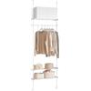 SoBuy Telescopic Appendiabiti da Terra, Robusto Stand Appendiabiti con Aste e Ripiani, Armadio Aperto Regolabile per Camera da Letto, Porta Abiti Bianco KLS07-W