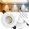 Laiebri Faretti LED da incasso, 230V, dimmerabili, 6W, IP44, diametro 68mm, orientabili a 38°, temperatura colore 3000K/4000K/6000K, per bagno, faretti piatti da incasso, Bianco, 6er