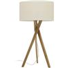 EXO lighting- Lampada da tavolo WOOD legno di faggio-paralume beige portalampada E27. Lampada da tavolo treppiede per interni ideale per soggiorni, camere da letto o altri spazi.