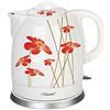 Maestro MR066 - Bollitore elettrico in ceramica, motivo floreale, 1,5 l, colore: Bianco/Rosso