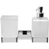 Inda accessori bagno Portabicchiere e dosasapone in vetro satinato Lea Inda art.A1810D : Disponibilità - Da ordinare, Finitura - Cromo