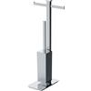 Colombo Design Piantana Wc con doppio portarotolo e porta scopino Colombo serie Units : Disponibilità - Da ordinare, Finitura - Cromo