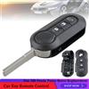 DRISENTRI Custodia pieghevole per chiave di ricambio per telecomando per chiave auto a 3 pulsanti adatta per Fiat 500 Panda Punto Bravo
