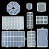 QIAO Contenitore regolabile in plastica trasparente per portagioie, contenitore regolabile per perline, orecchini, scatola rettangolare per gioielli