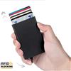 DIENQI Porta carte di credito con portafoglio intelligente Rfid Portafogli da donna sottili e sottili in metallo Portafoglio minimalista pop-up Piccola borsa nera Vallet Walets per uomo