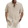 King Billion uomo Cotone Lino Vendita calda Camicie a maniche corte da uomo Estate Tinta unita Colletto rovesciato Casual Beach Style Plus Size top