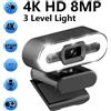 NONE Webcam portatile Full HD 1080P 2K 4K PC portatile Webcam con messa a fuoco automatica Streaming live flessibile con microfono Trasmissione in diretta con luce