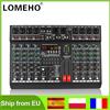 LOMEHO Console di missaggio a 8 canali 99 effetti DSP 7 Band EQ 2 uscita AUX Mixer Audio 48V USB Bluetooth Dj Mix Table AM-GT8