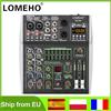 LOMEHO Mini mixer audio audio a 4 canali EQ a 7 bande 99 effetti DSP Console di missaggio 48V Bluetooth USB Riproduzione PC Registra AM-AX4