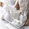 Untior Set di accessori per il bagno in ceramica moderna da 4/5 pezzi con Dispenser a pompa portaspazzolino e portasapone forniture per il bagno