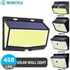 newstyle Luce solare esterna 468/208/138 LED Luce solare esterna LED Luci di sicurezza solari Giardino Impermeabile 3 modalità Lampada da parete Recinzione Cortile