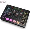 FIFINE Mixer audio da gioco FIFINE, mixer RGB a 4 canali con streaming con interfaccia microfono XLR, per voce di gioco, podcast, amplificgame SC3